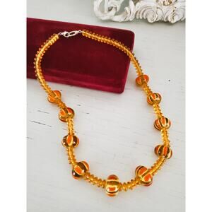 Vintage Amber Beaded Choker Necklace